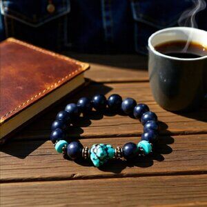 Turquoise Magnesite & Chunky Beads! Rustic SouthWestern Vibes Beaded Bracelet #2